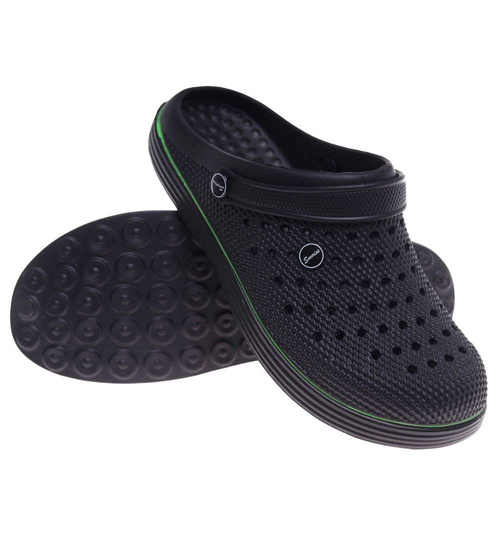 Wodoodporne czarne kryte klapki damskie ażurowe /H2 18643 S185/