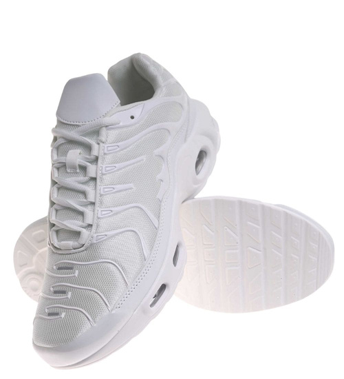 Białe sznurowane męskie buty sportowe /B4-3 17967 W388/