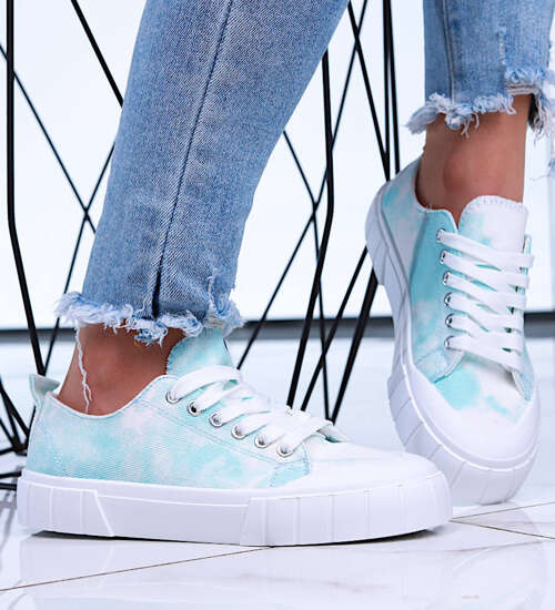 Niebieskie niskie trampki damskie z tkaniny /E2-2 15966 G157/