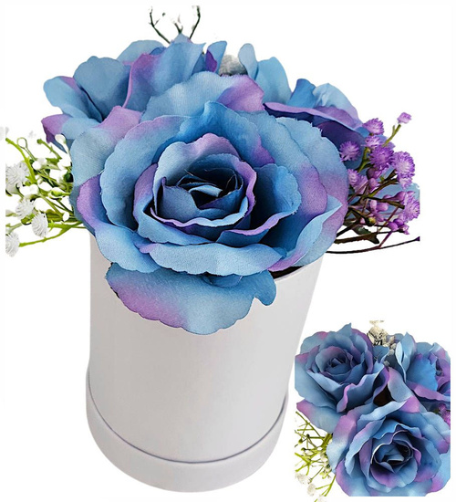 Flower box- niebieskie róże na prezent /FL35 M122/