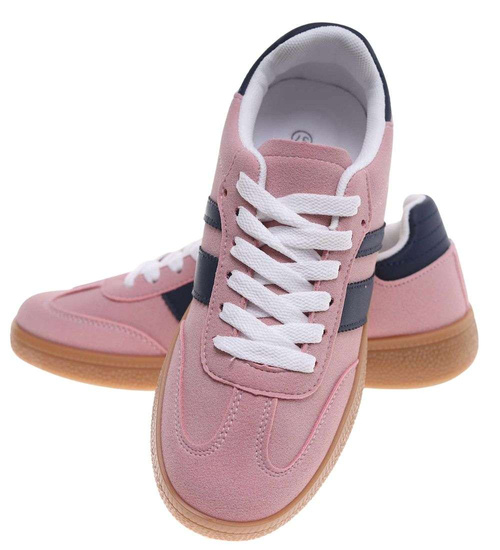 Pastelowe różowe sneakersy damskie /D4-3 18713 T444/