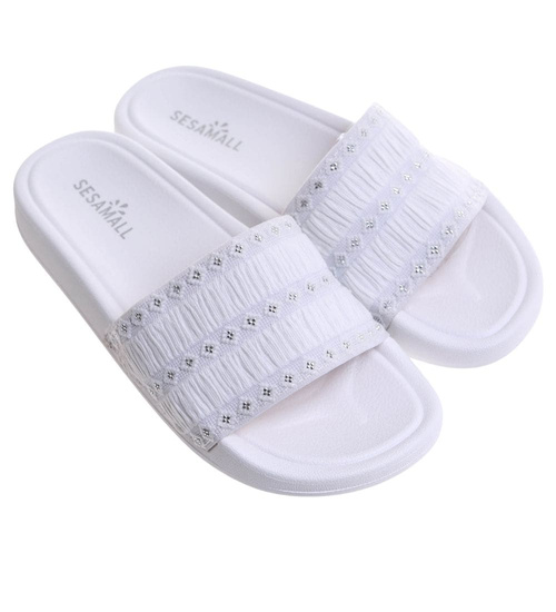 Białe plażowe klapki damskie /C4-1 17721 G1/