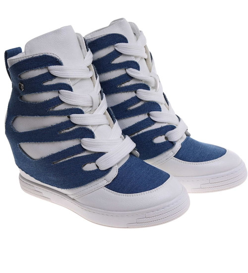 Wygodne trampki na koturnie Baby Blue /C4-3 18048 T284/