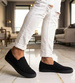Czarne wsuwane męskie trampki slip on z tkaniny /A1-2 18148 T285/