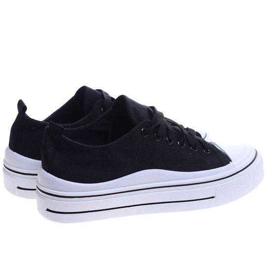 Czarne sznurowane trampki damskie na platformie /A10-2 17214 G185/