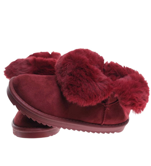 Bordowe kozaki śniegowce z futerkiem /E8-2 18359 T195/