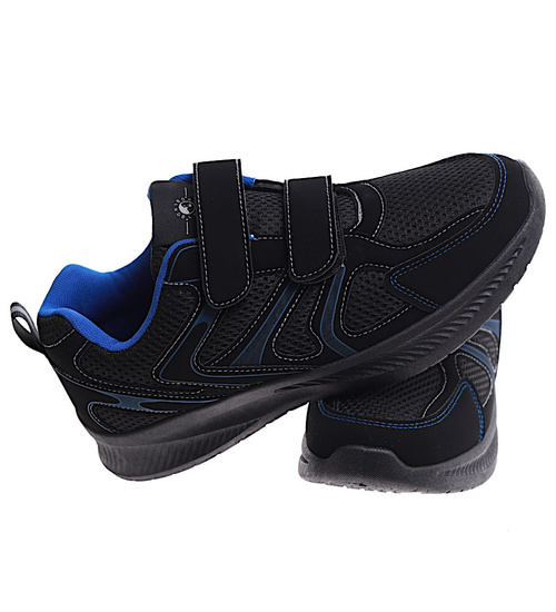Męskie czarne buty sportowe na rzepy /G1-1 16684 T289/