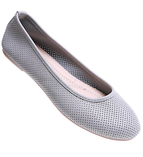 Baleriny szare ażurowe buty wiosenne /A1-2 15652 T19/