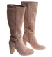 Eleganckie kozaki na obcasie słupku Khaki /D8-1 18216 W586/