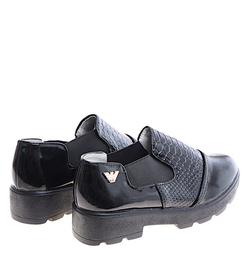 Czarne wsuwane dziewczęce półbuty /B2-3 14944 T039/