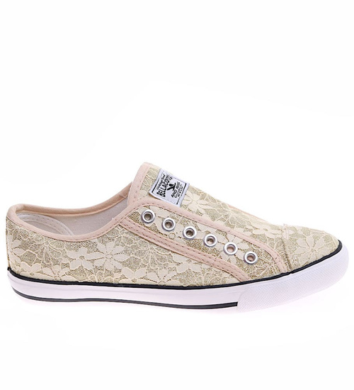 Wsuwane złote trampki damskie /E3-1 16495 G8-6/