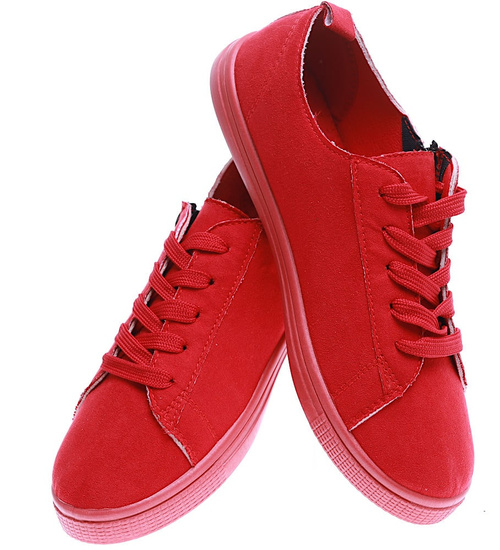 Sznurowane czerwone tenisówki /D9-2 11656 T194/