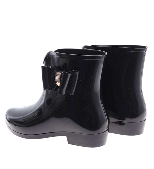Kalosze damskie z kokardą czarne gumowce /F5-1+H2 18347 T255/