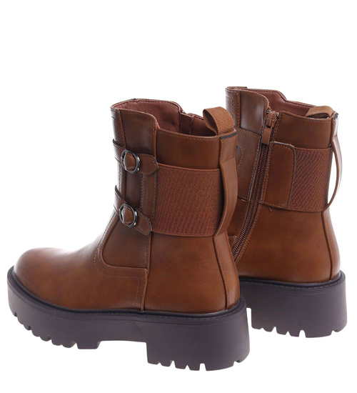 Zimowe brązowe botki na platformie /F3-2 18510 T386/