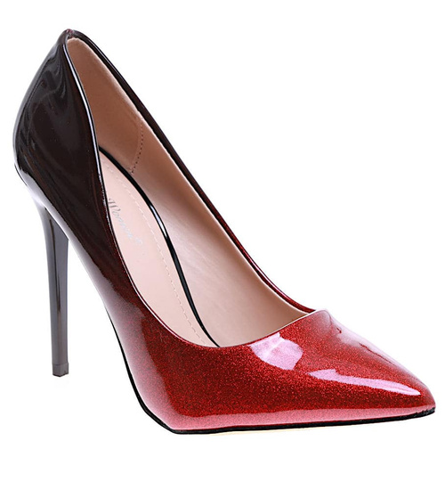 Czerwone czółenka damskie na wysokiej szpilce /E8-3 15866 G152/