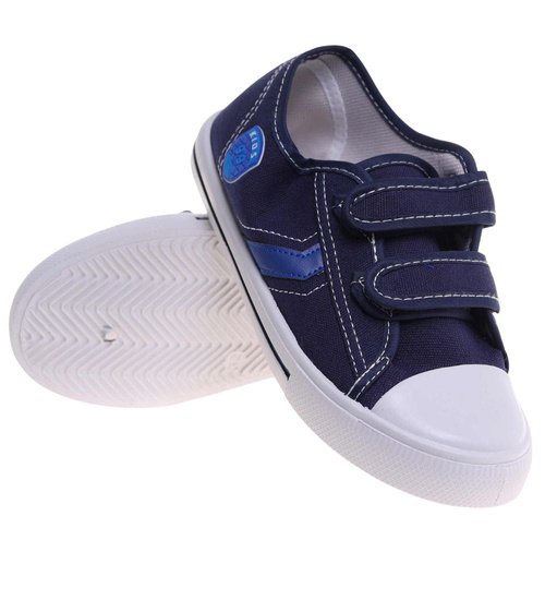 Chłopięce granatowe tenisówki na rzepy /C7-2 18037 T186/