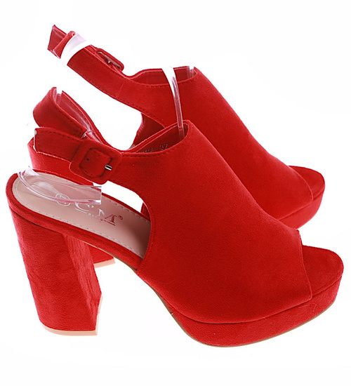 Kobiece sandały na słupku CZERWONE /H2-B1-2 6001 S197/