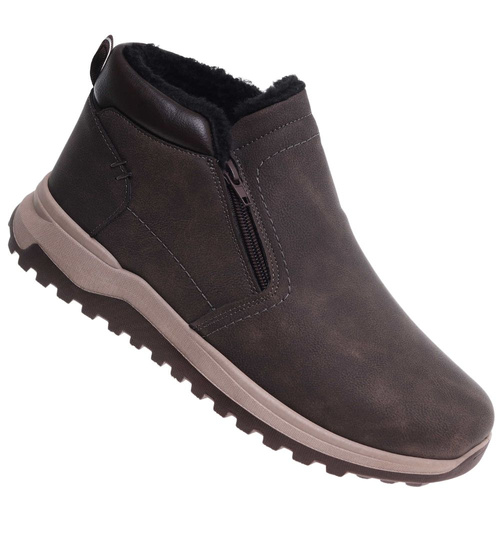 Brązowe botki męskie zimowe półbuty /E2-1 18595 T499/