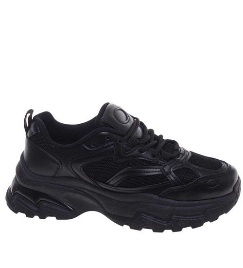 Damskie buty sportowe czarne na platformie /B4-3 18657 S242/