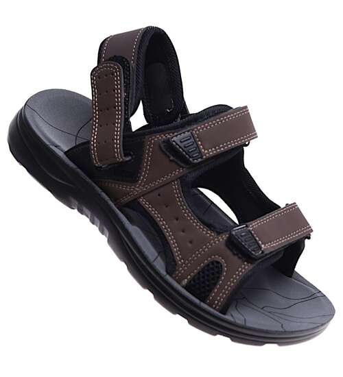 Brązowe chłopięce sandały na rzepy /A1-3 16592 T344/