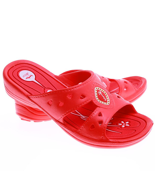 Czerwone wodoodporne klapki dziecięce na basen i plażę /F6-1 16263 S094/
