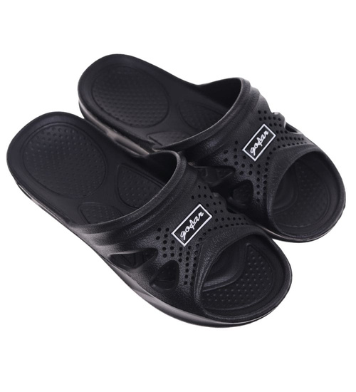 Basenowe klapki męskie Czarne /G7-1 11702 T195/