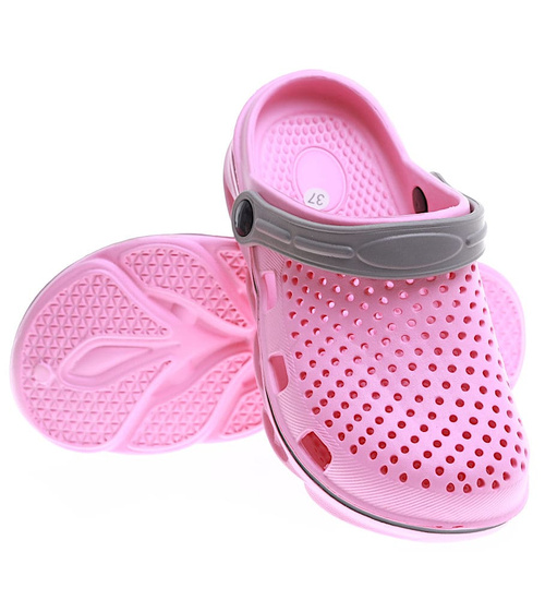 Kryte różowe szare klapki na basen /G6-1 16274 S196/