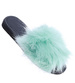 Miętowe klapki z efektownym futerkiem //D6-1 14682 T232/