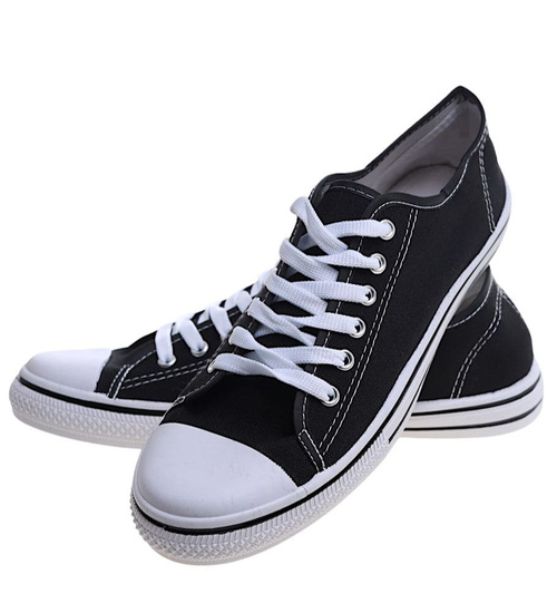 Sznurowane czarne trampki męskie /C6-1 13757 T291/