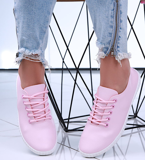 Różowe tenisówki damskie z miękkiego materiału /D6-2 15812 T134/