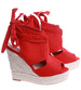 Czerwone sandały espadryle na koturnie /E7-1 14119 T271/