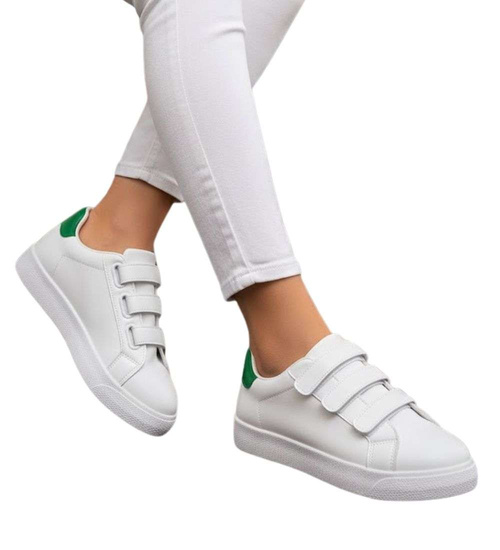 Białe damskie trampki na rzepy /f10-3 16247 G233/