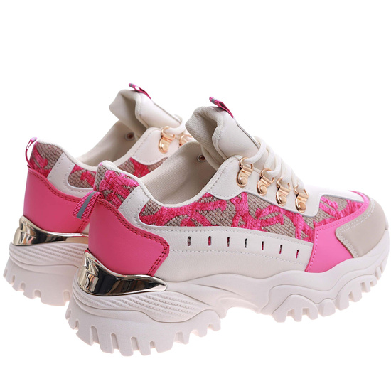 Sznurowane kolorowe sneakersy na platformie /G4-2 17407 T683/