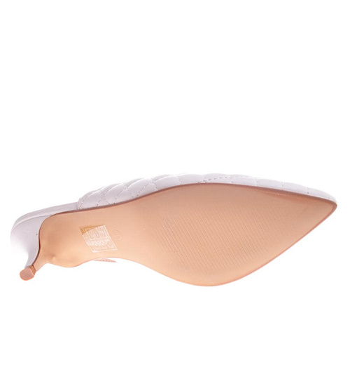 Pikowane białe buty wiązane na szpilce /B3-2 12206 T390/