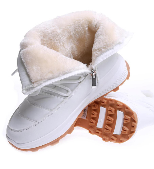Grubo ocieplane białe śniegowce damskie /E10-1 15333 T565/
