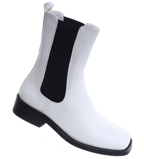 Wysokie białe botki sztyblety /E10-2 15142 S238/