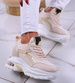 Beżowe trampki sneakersy na niskim koturnie /B3-3 13271 T804/