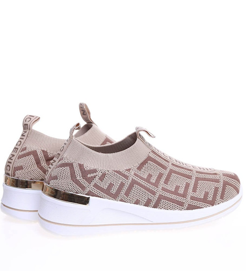 Wsuwane elastyczne buty sportowe Khaki /A4-2 16053 T184/