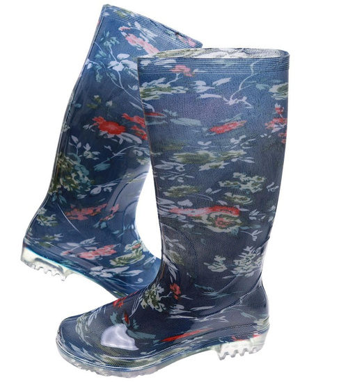 Granatowe wysokie kalosze damskie gumowce /B3-1 16973 T285/