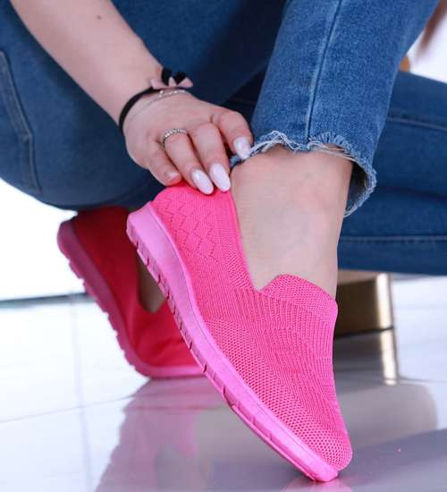 Wkładane fuksjowe  damskie buty sportowe /A8-2 14147 T234/