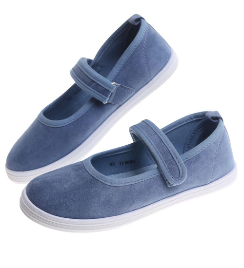 Wsuwane niebieskie dziewczęce tenisówki balerinki czeszki z paseczkiem /G8-1 17788 T124/