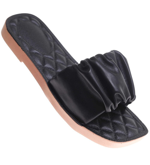 Czarne casualowe klapki damskie /G2-2 17738 W066/