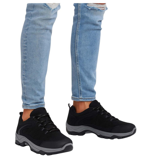 Czarne męskie buty trekkingowe /G12-1 18176  T389/