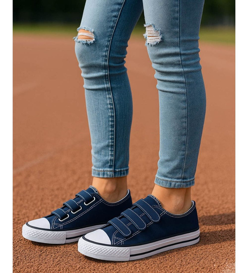 Trampki damskie granatowe na rzepy /F1-2 17786 GF287/