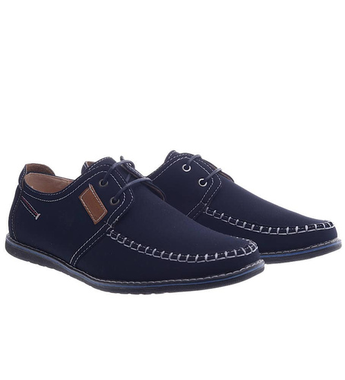 Wiązane męskie półbuty Granatowe /E6-3 13102 T494/