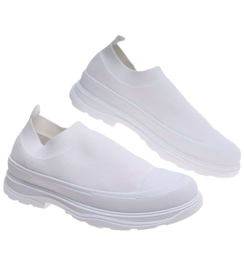 Białe trampki na platformie wsuwane /J5-2 18722 T7/