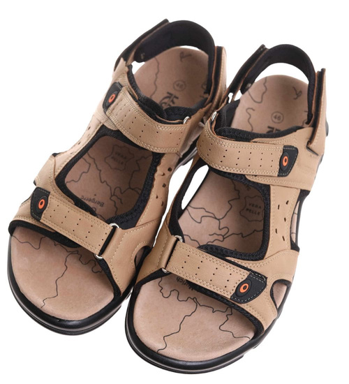 Sandały klapki męskie Beżowe nad wymiar /A9-1 17878 T582/