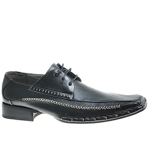 Półbuty męskie pantofle sznurowane CZARNE / A8-2 9781 S097/