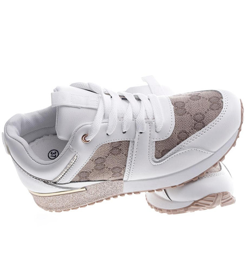 Sznurowane sneakersy na niskim koturnie /G1-2 13229 T502/