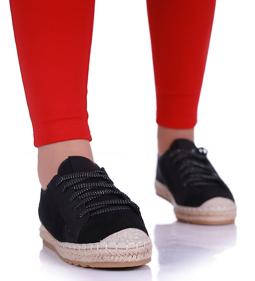 Czarne półbuty espadryle na platformie /H2 17204 G185/